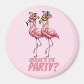 Feestgangers Flamingo Mardi Gras-feest Magneet (Voorkant)