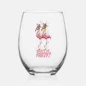 Feestgangers Flamingo Mardi Gras-feest Wijnglas Zonder Voet (Achterkant)