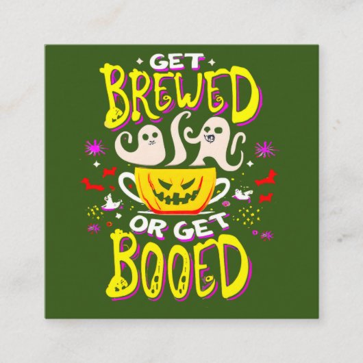 Feestgeschenk voor de Grappige Halloween Koffiever Vierkante Visitekaartje (Voorkant)