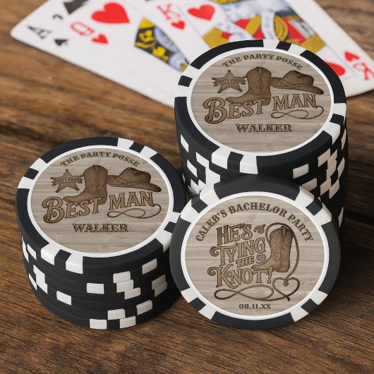 Feestgroep Beste Man Rustieke Cowboy Bruiloftfeest Poker Chips