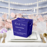Feestgunstdoos Bedankdoosjes<br><div class="desc">Deze feestgunstdoos is weergegeven in een elegante koninklijke blauwe kleur.
Pas dit item aan en wijzig de voorbeeldtekst in die van u.
Tip: Voeg gewoon uw lekkere traktaties toe en voeg wat feestelijke lint toe.</div>