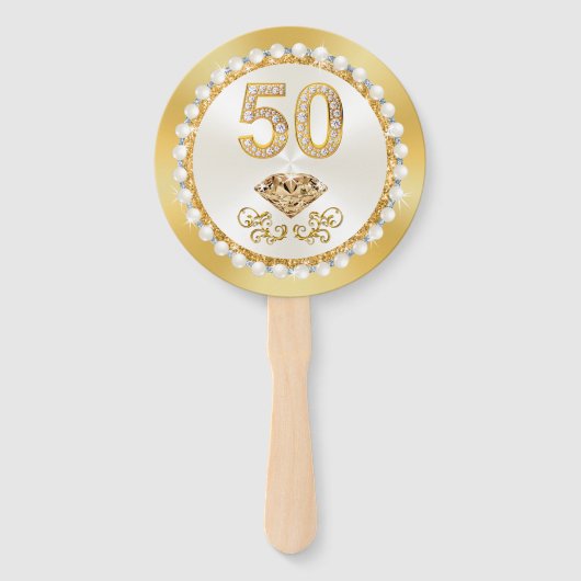 Feestgunsten voor 50ste Verjaardag Vrouw, FOTO Handwaaier (Achterkant)