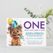 Feesthond Kinder eerste verjaardag Kaart (Staand voorkant)