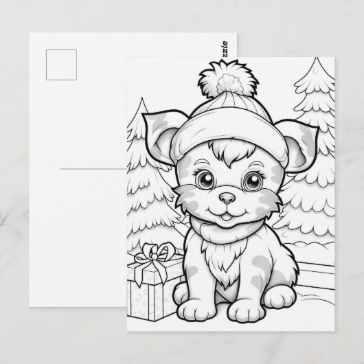 Feesthond kinder kleur briefkaart (Voorkant / Achterkant)