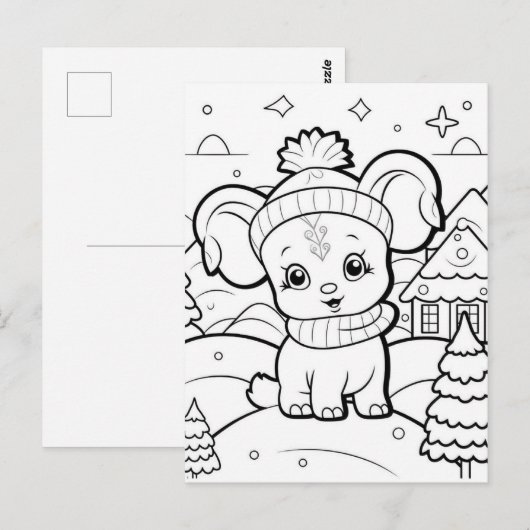 Feesthond kinder kleur briefkaart (Voorkant / Achterkant)