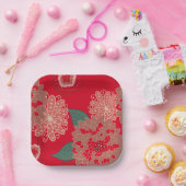 Feestief vakantiepapier borden floraal gebrand roo papieren bordje (Feest)