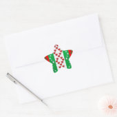Feestief vakantiepatroon in kerstkleuren ster sticker (Envelop)