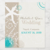 Feestive Beach Starfish Destination Wedination Wed Wijn Etiket (Enkel label)