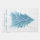 Feestive Blue Kersttree Waterverf Holiday Theedoek (Horizontaal)