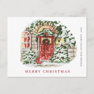 Feestive Country Holiday House kerst Corporate Briefkaart