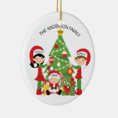 Feestive Family of 3 Persoonlijke Kerstmis Keramisch Ornament (Rechts)