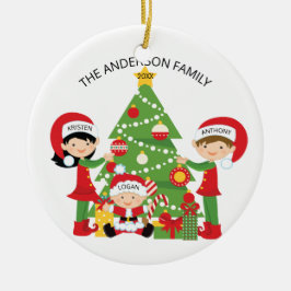 Feestive Family of 3 Persoonlijke Kerstmis Keramisch Ornament