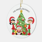 Feestive Family of 3 Persoonlijke Kerstmis Keramisch Ornament (Links)