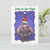 Feestive Hippopotamus-kerstfeest Kaart (Staand voorkant)