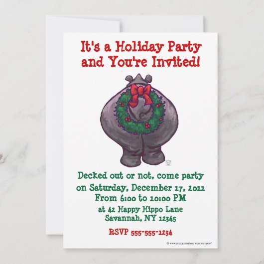 Feestive Hippopotamus-kerstfeest Kaart (Achterkant)