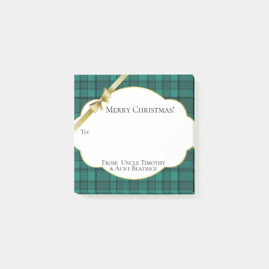 Feestive Holiday Gift Label Blauwgroen Green Tarta Post-it® Notes (Voorkant)