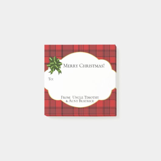 Feestive Holiday Gift Label Red Black Tartan Post-it® Notes (Voorkant)