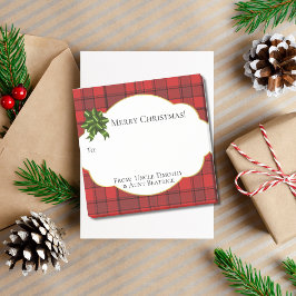 Feestive Holiday Gift Label Red Black Tartan Post-it® Notes