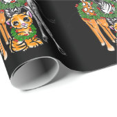 Feestive Holiday Giraffe, Zebra, tijger omwikkelin Cadeaupapier (Rol Hoek)