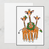 Feestive Holiday Giraffes, Holly Wreath, Cheers Feestdagenkaart (Voorkant / Achterkant)