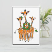 Feestive Holiday Giraffes, Holly Wreath, Cheers Feestdagenkaart (Staand voorkant)