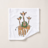 Feestive Holiday-Giraffes met Holly Wreator Bad Handdoek (Wasdoekje)