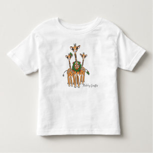 Feestive Holiday-Giraffes met Holly Wreator Kinder Shirts