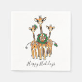 Feestive Holiday-Giraffes met Holly Wreator Servet (Voorkant)