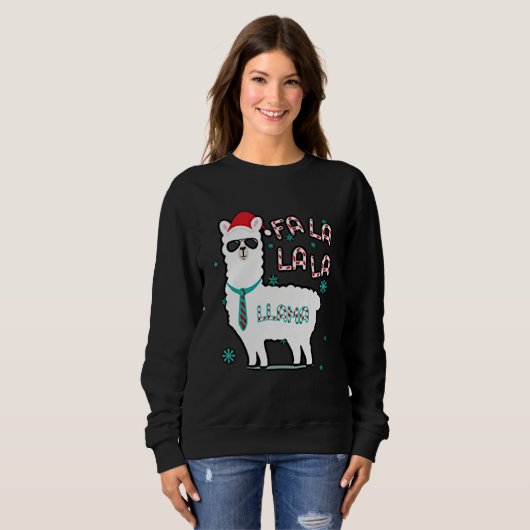 Feestive Holiday Kerstmis Cute Llama Animal Trui (Voorkant volledig)