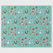 Feestive Holiday Kerstmis Penguin, Snowmen, Snoep Cadeaupapier (Vlak)