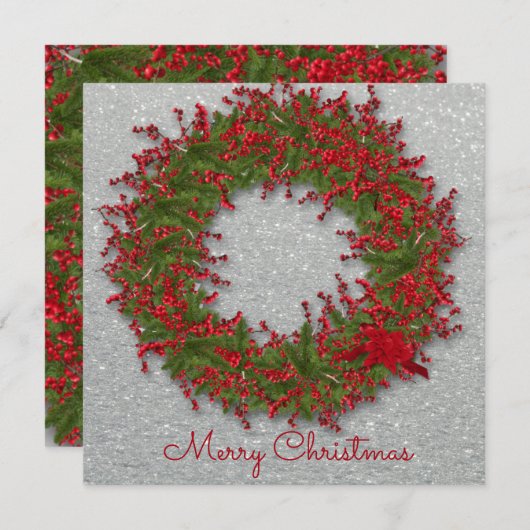 Feestive Holiday Wreate Feestdagenkaart (Voorkant / Achterkant)