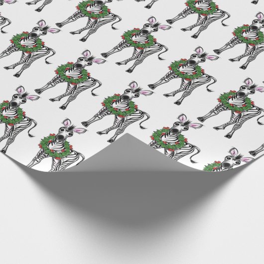 Feestive Holiday Zebras with Holly wreats Cadeaupapier (Hoek)