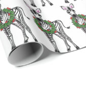 Feestive Holiday Zebras with Holly wreats Cadeaupapier (Rol Hoek)