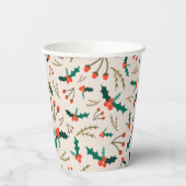 Feestive Holly and Berries Holiday Papieren Bekers (Achterkant)