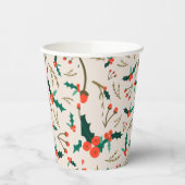 Feestive Holly and Berries Holiday Papieren Bekers (Links)
