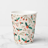 Feestive Holly and Berries Holiday Papieren Bekers (Voorkant)
