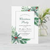 Feestive Holly Berry Branch Holiday Kerstparty Kaart (Staand voorkant)