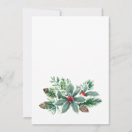 Feestive Holly Berry Branch Holiday Kerstparty Kaart (Achterkant)