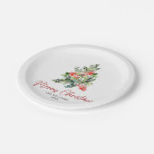 Feestive Holly Berry-kerstboomfeest Papieren Bordje (Gekanteld)