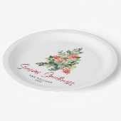 Feestive Holly Berry-kerstboomfeest Papieren Bordje (Gekanteld)