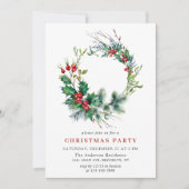 Feestive Holly Berry Wreath Holiday Kerstfeest Kaart (Voorkant)