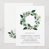 Feestive Holly Berry Wreath Holiday Kerstfeest Kaart (Voorkant / Achterkant)