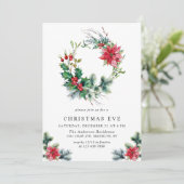 Feestive Holly Berry Wreath Holiday Kerstfeest Kaart (Staand voorkant)