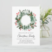 Feestive Holly Berry Wreath Holiday Kerstfeest Kaart (Staand voorkant)