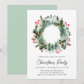 Feestive Holly Berry Wreath Holiday Kerstfeest Kaart (Voorkant / Achterkant)