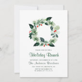 Feestive Holly Berry Wreath Holiday Kerstfeest Kaart (Voorkant)