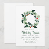 Feestive Holly Berry Wreath Holiday Kerstfeest Kaart (Voorkant / Achterkant)