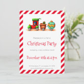 Feestive Illustrated Kersttrein Holiday Party Kaart (Staand voorkant)