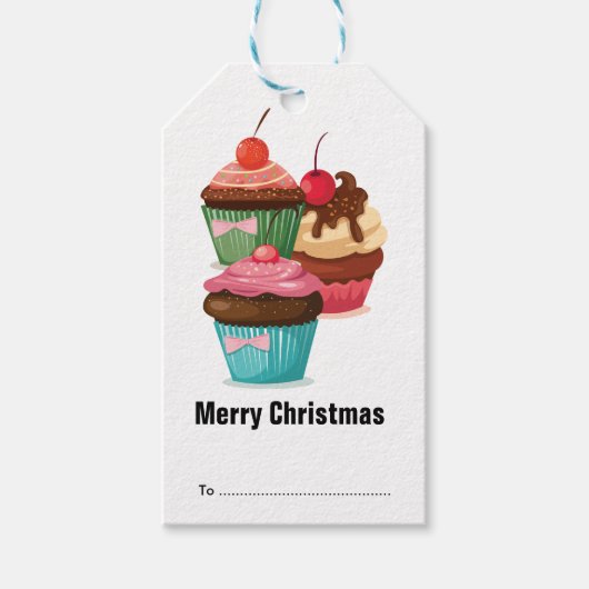 Feestive kerstcupcakes Holiday Cadeaulabel (Voorkant)