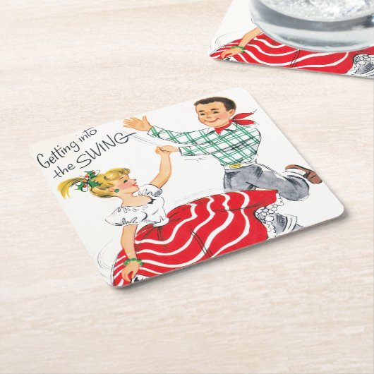 Feestive kerstdance-partijfeest onderzetter (Schuin)